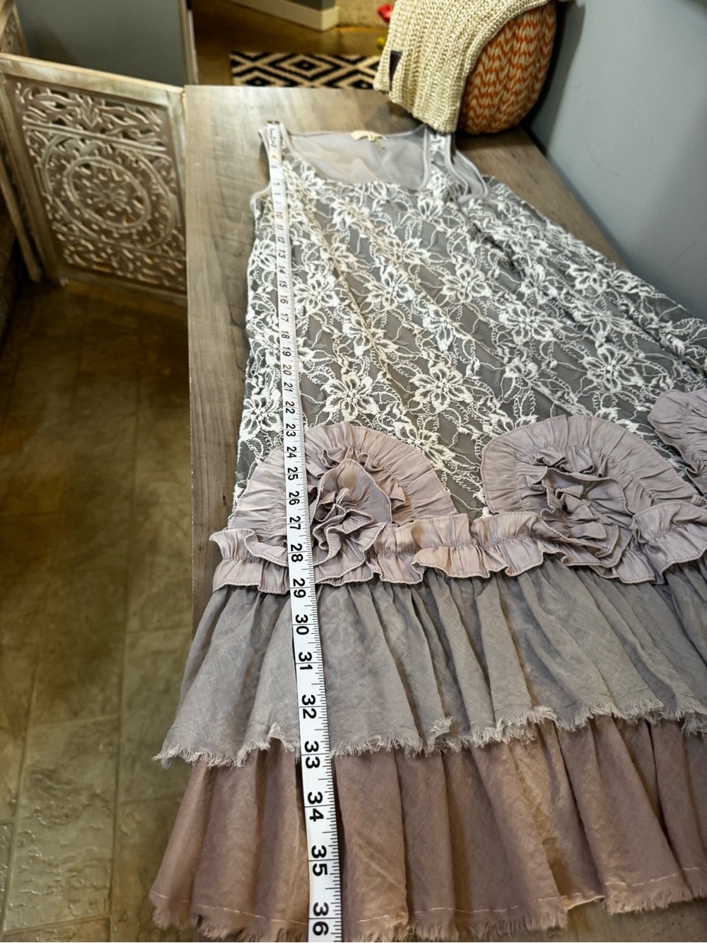 Ryu Dusty Mauve Lace Tiered Midi Dress - Picture 7 of 8